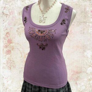 Y2K Purple Embellished Tank Top